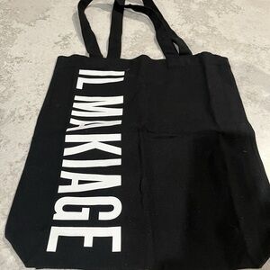 IL MAKIAGE Black Canvas Tote Bag Modern Design NWT